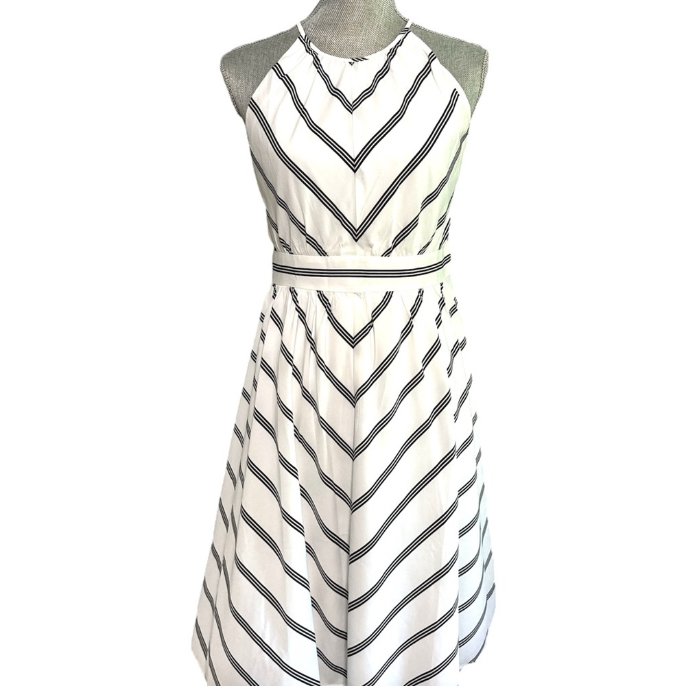 Ann Taylor Black and White Halter A-Line Dress